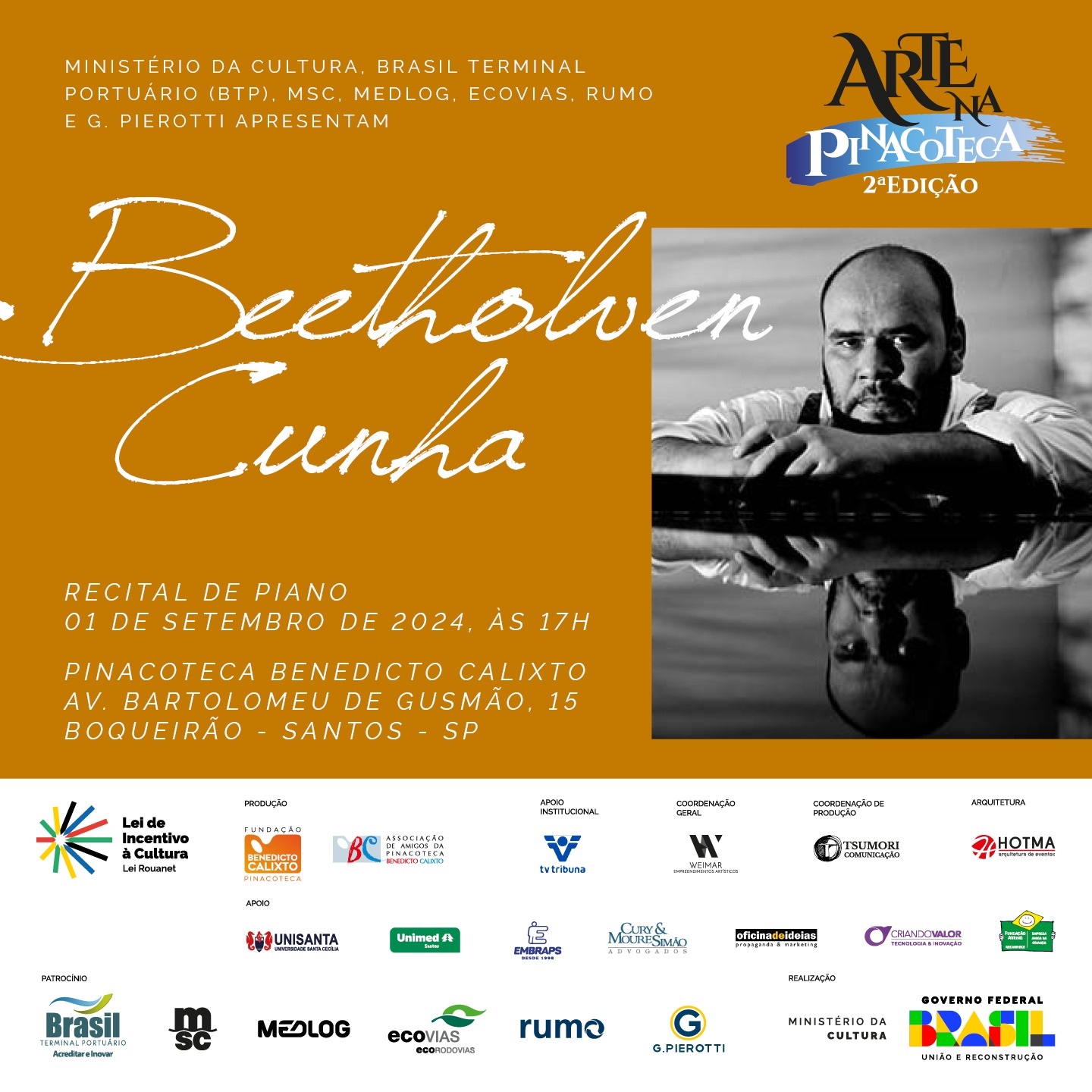 Recital de Piano realizado no dia 01 de Setembro na Pinacoteca Benedicto Calixto em Santos - SP.  Pianista: Beetholven Cunha.